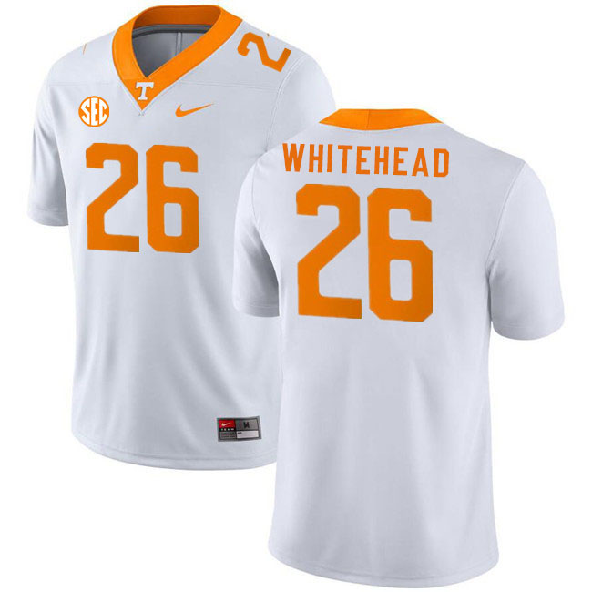 Men #26 Carson Whitehead Tennessee Volunteers College Football Jerseys Stitched Sale-White